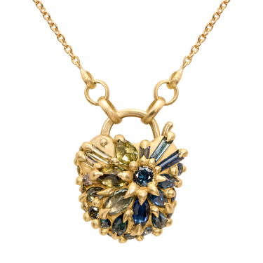 Blue & Green Fantaisie Padlock Necklace - 12081